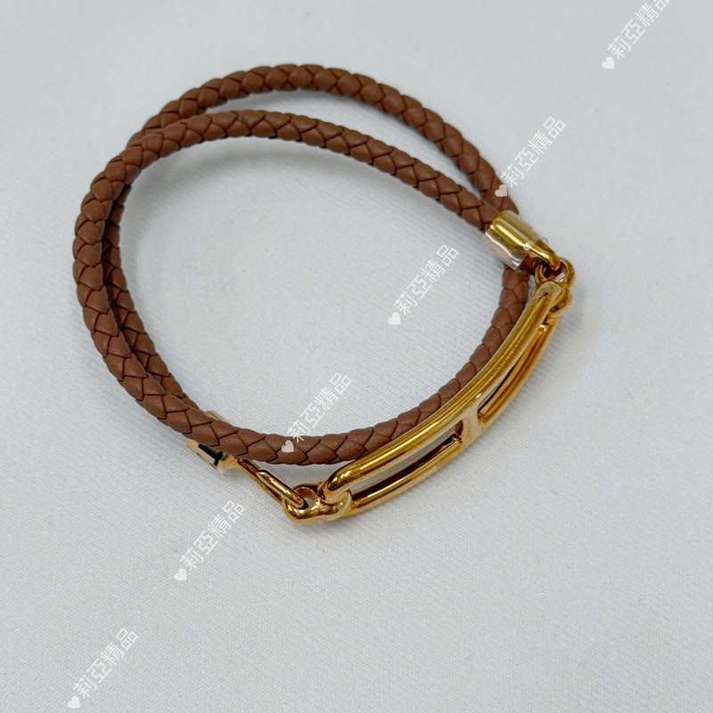 莉亞精品♡ Hermes 豬鼻子編織手環 磚紅 二手美品-7