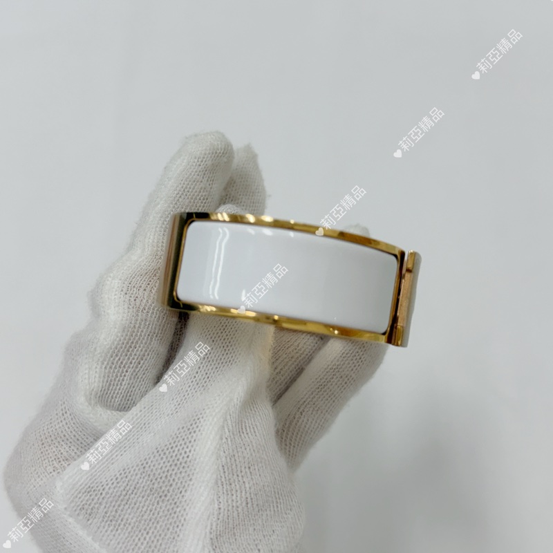 莉亞精品♡ Hermes H寬版手環白金 近新美品-3