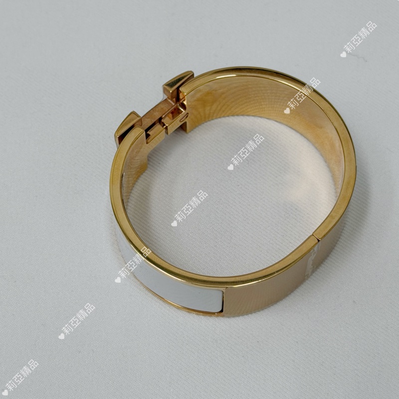 莉亞精品♡ Hermes H寬版手環白金 近新美品-5