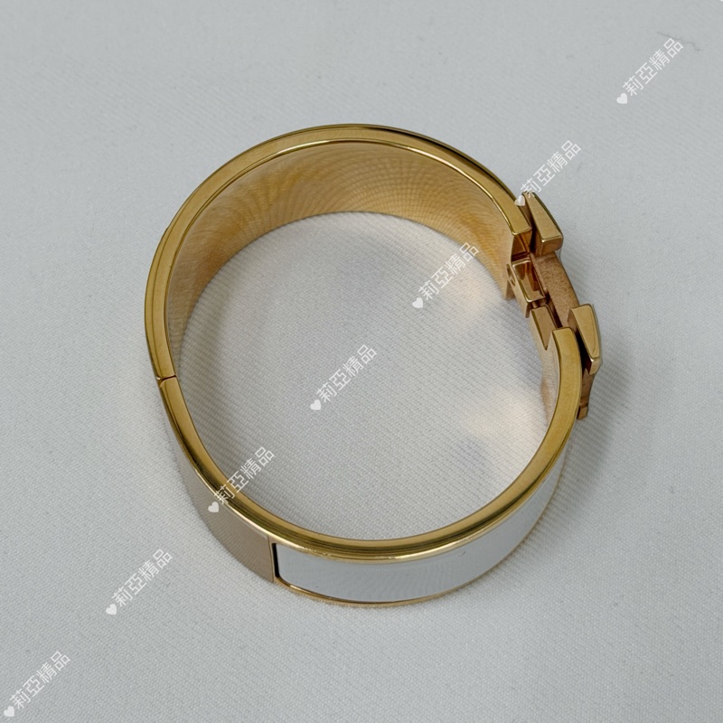 莉亞精品♡ Hermes H寬版手環白金 近新美品-6