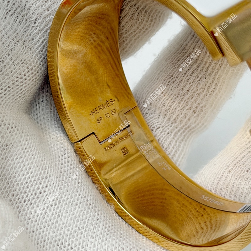 莉亞精品♡ Hermes H寬版手環白金 近新美品-7