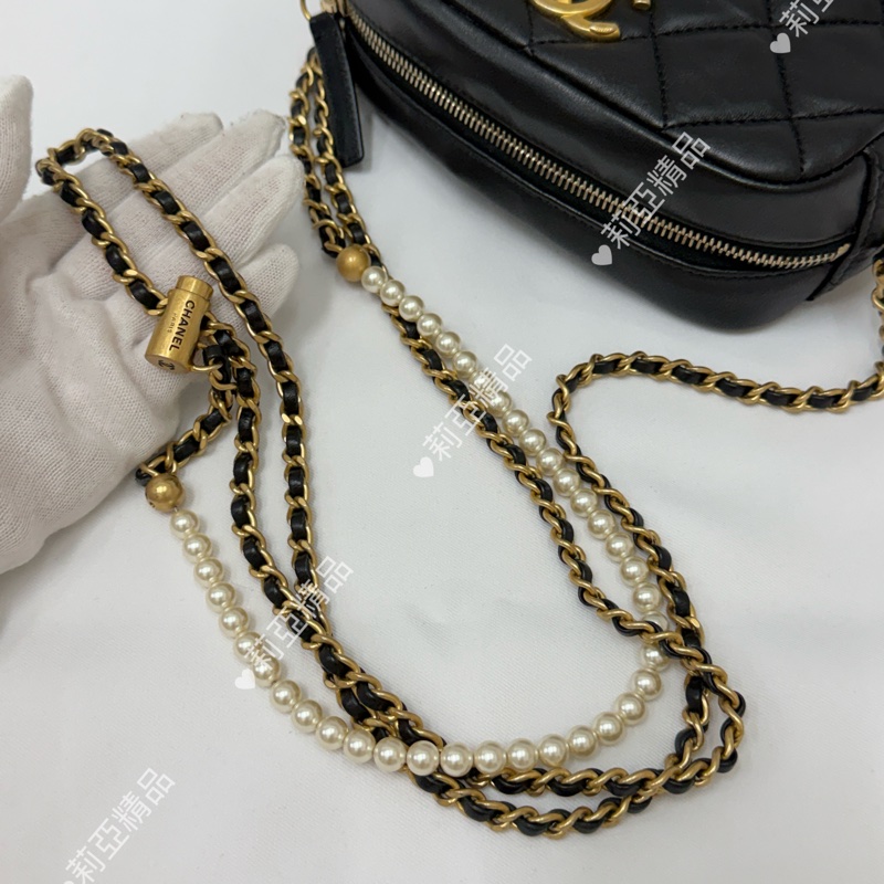 莉亞精品♡ Chanel 珍珠鏈相機包 二手美包-12