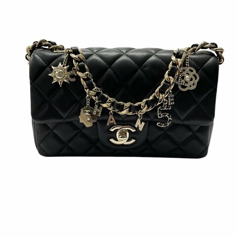 CHANEL 香奈兒 AS2326 COCO 20 肩背包 羊皮 黑色 金釦