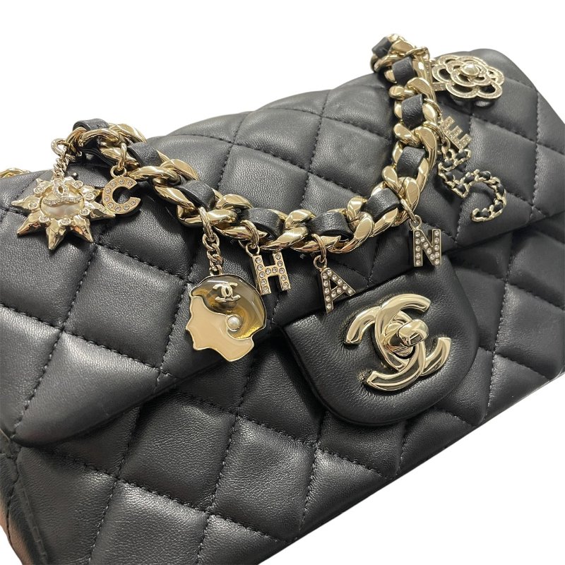 CHANEL 香奈兒 AS2326 COCO 20 肩背包 羊皮 黑色 金釦-10