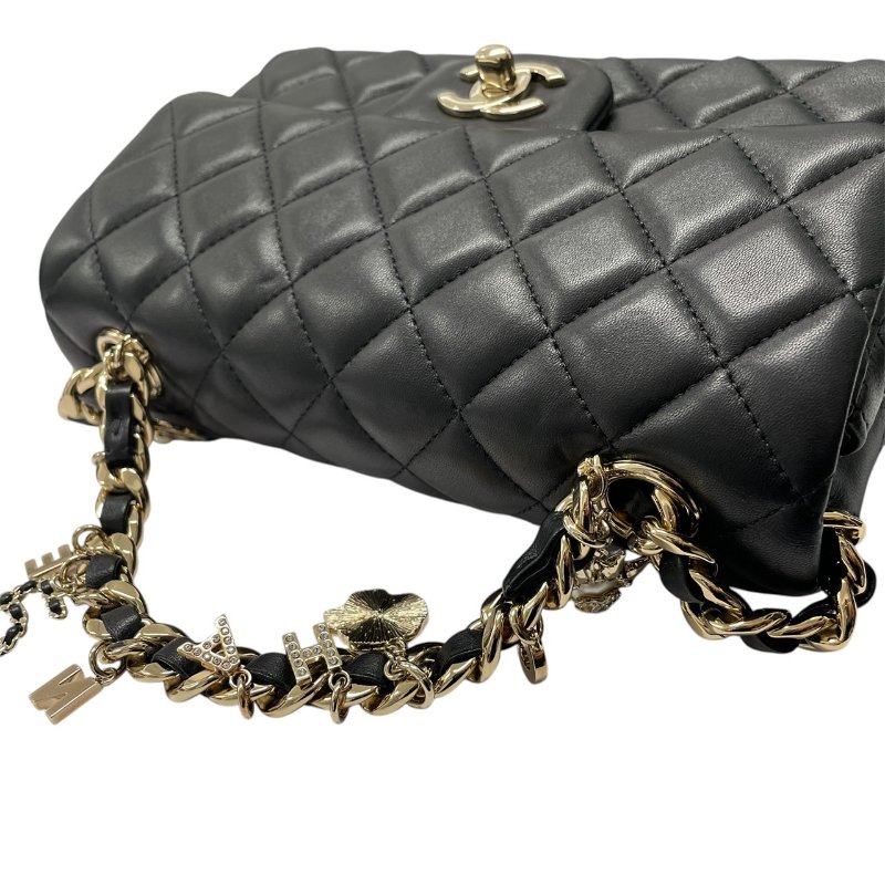 CHANEL 香奈兒 AS2326 COCO 20 肩背包 羊皮 黑色 金釦-11