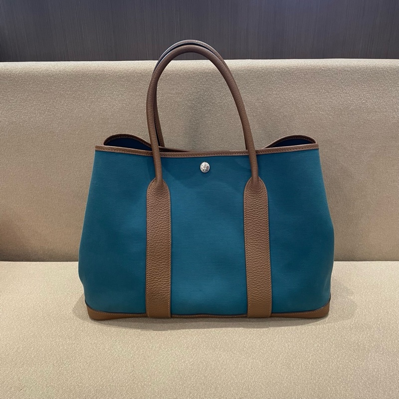 Hermes愛馬仕  garden 36 帆布拼皮-1