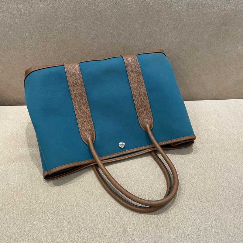 Hermes愛馬仕  garden 36 帆布拼皮-5