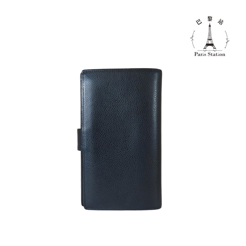 【巴黎站二手名牌專賣店】＊現貨＊CHANEL香奈兒真品＊黑色皮革大雙C釦式長夾-1