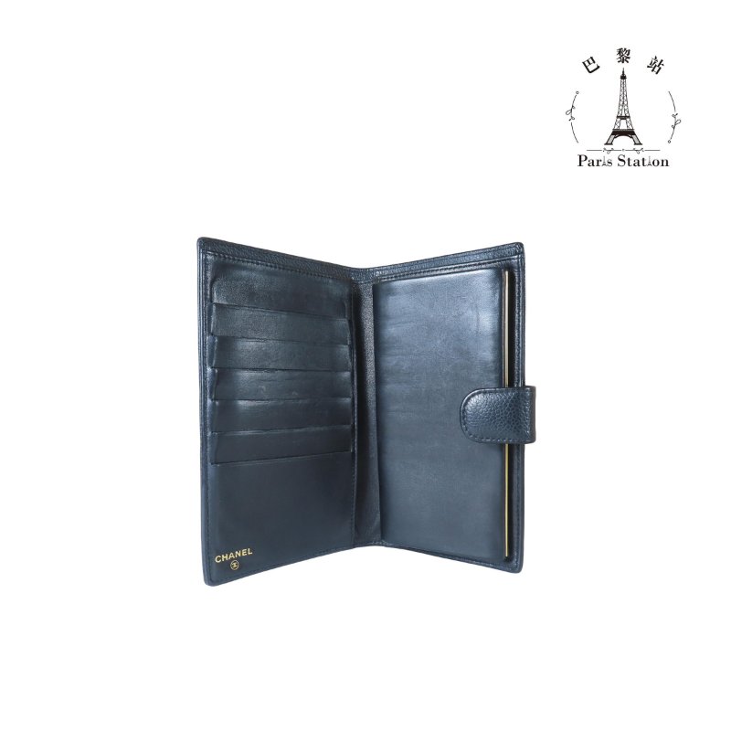 【巴黎站二手名牌專賣店】＊現貨＊CHANEL香奈兒真品＊黑色皮革大雙C釦式長夾-3