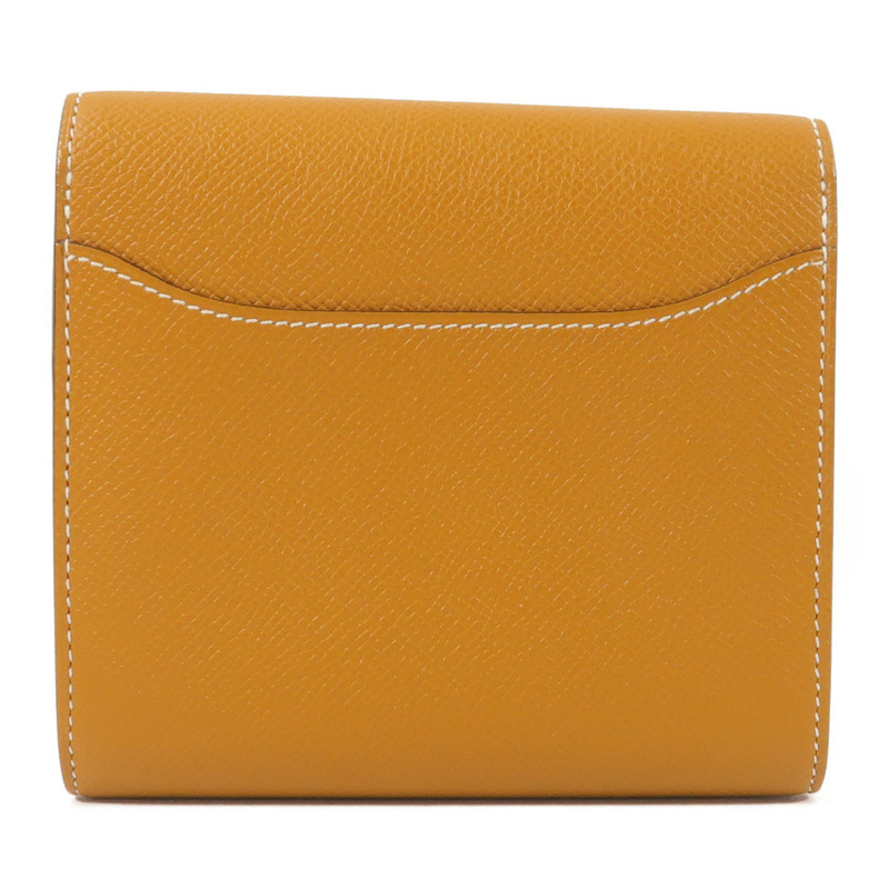 HERMES Epsom皮革Constance Compact Wallet錢包Gold-1