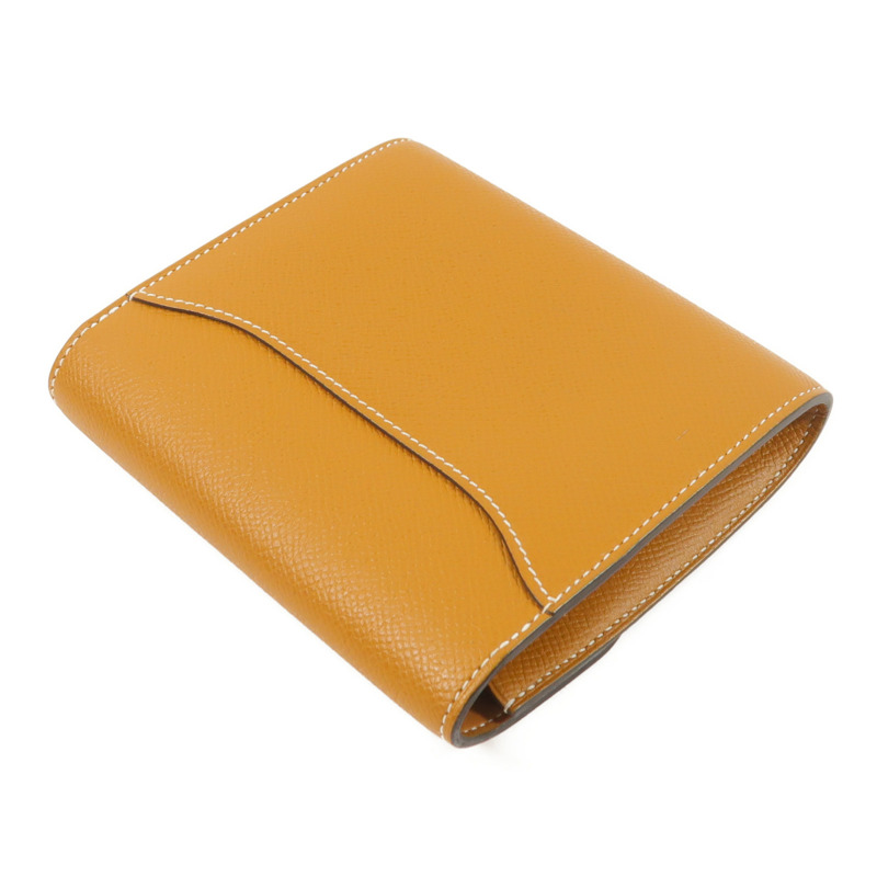 HERMES Epsom皮革Constance Compact Wallet錢包Gold-4