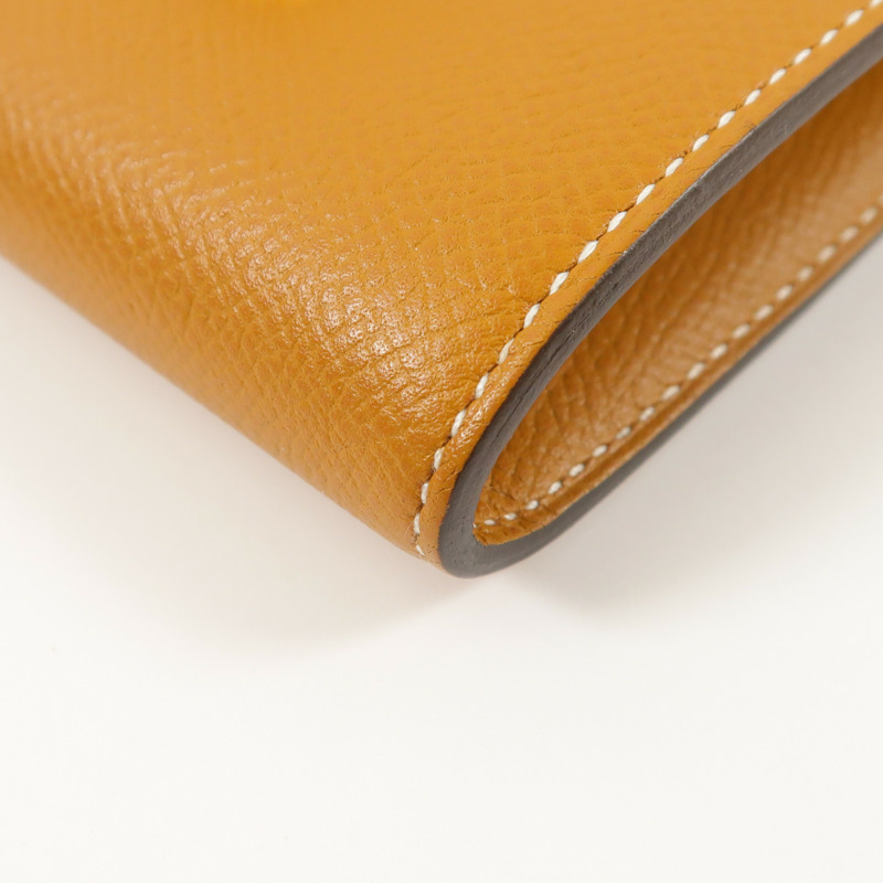 HERMES Epsom皮革Constance Compact Wallet錢包Gold-9