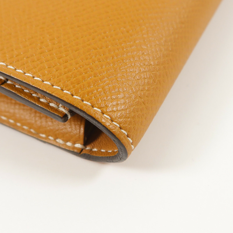 HERMES Epsom皮革Constance Compact Wallet錢包Gold-12