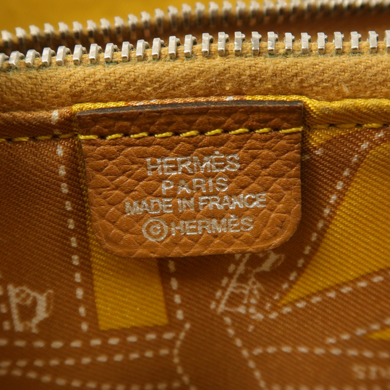 HERMES Epsom皮革/絲質Silk In Compact錢包Gold-5