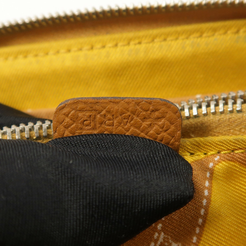 HERMES Epsom皮革/絲質Silk In Compact錢包Gold-6