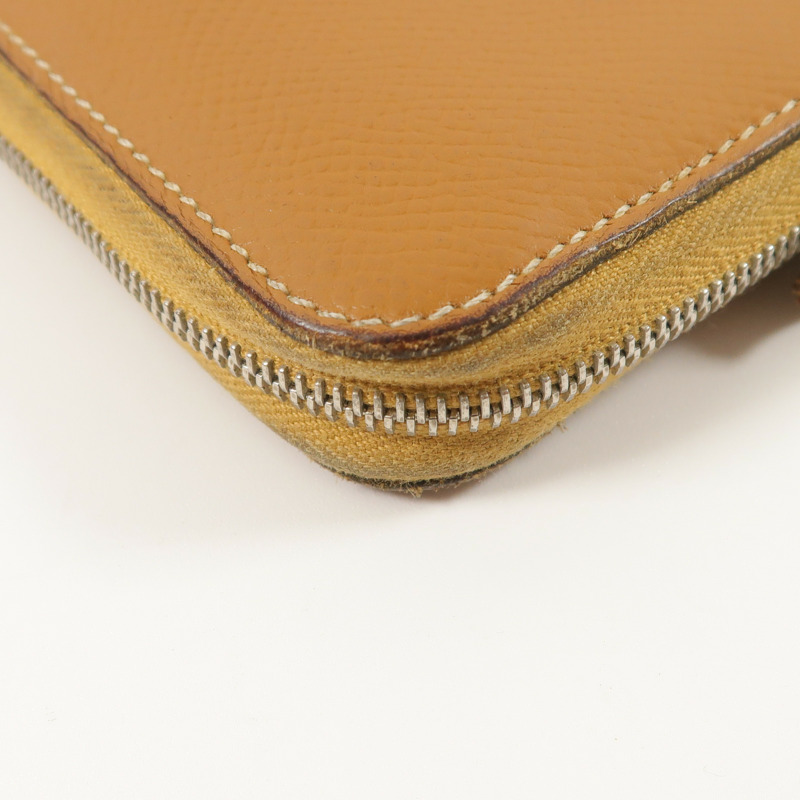 HERMES Epsom皮革/絲質Silk In Compact錢包Gold-9