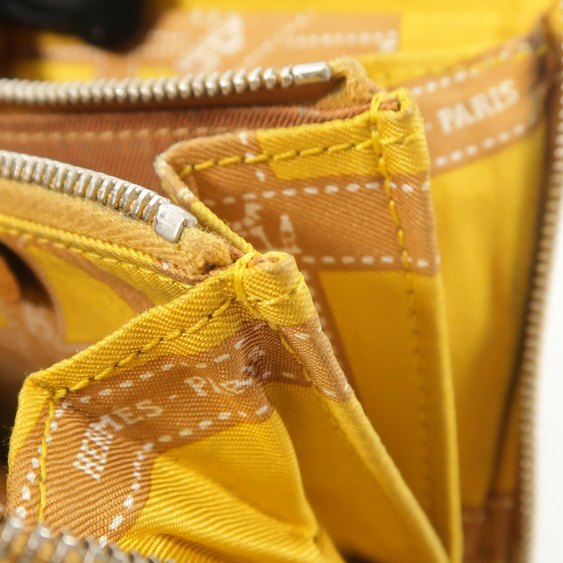 HERMES Epsom皮革/絲質Silk In Compact錢包Gold-12