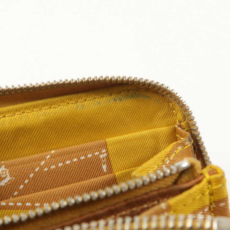 HERMES Epsom皮革/絲質Silk In Compact錢包Gold-13