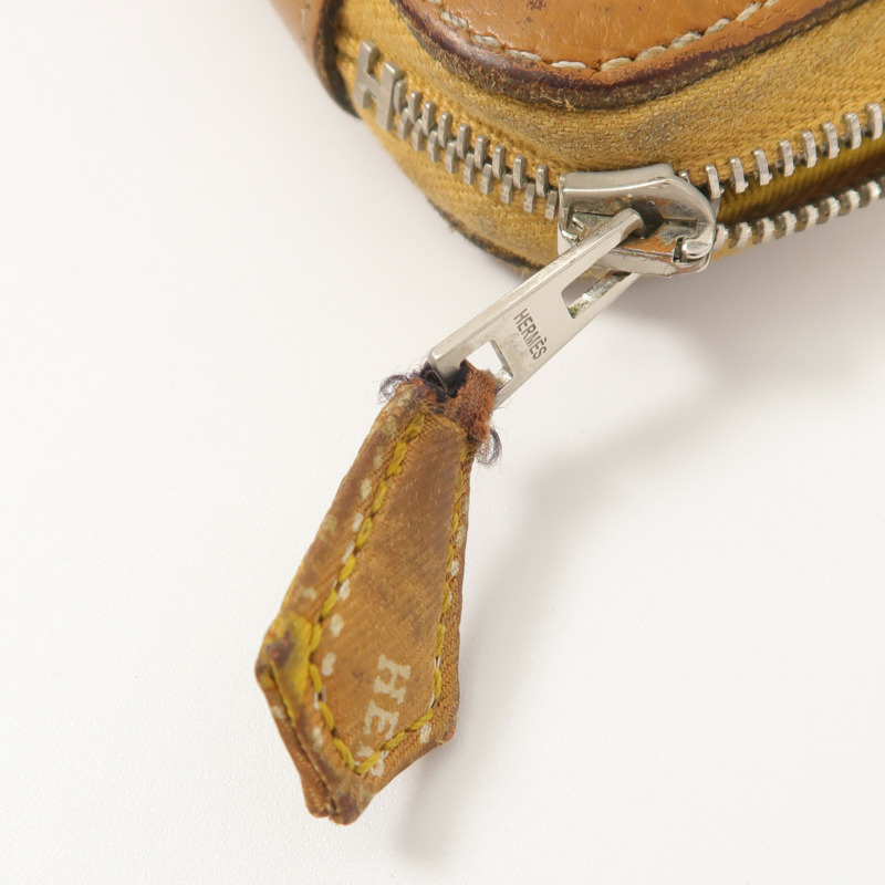 HERMES Epsom皮革/絲質Silk In Compact錢包Gold-15