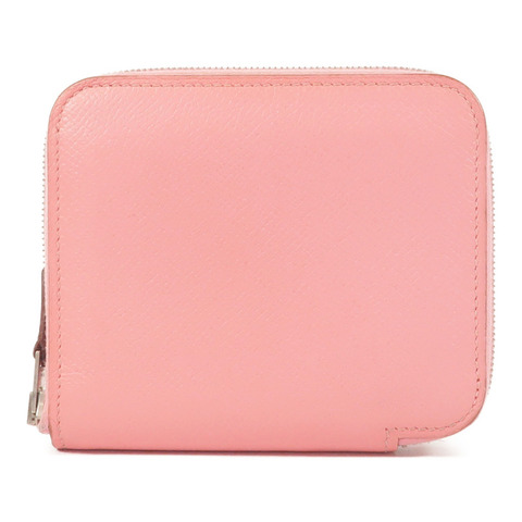 HERMES Epsom皮革/絲質Silk In Compact錢包Rose Azalee