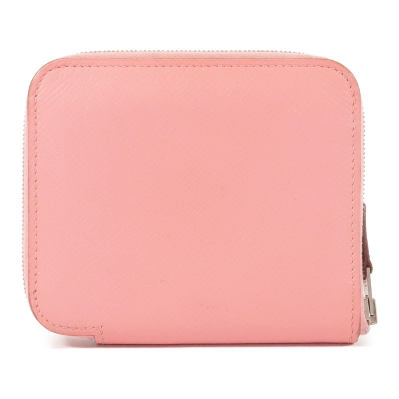 HERMES Epsom皮革/絲質Silk In Compact錢包Rose Azalee-1