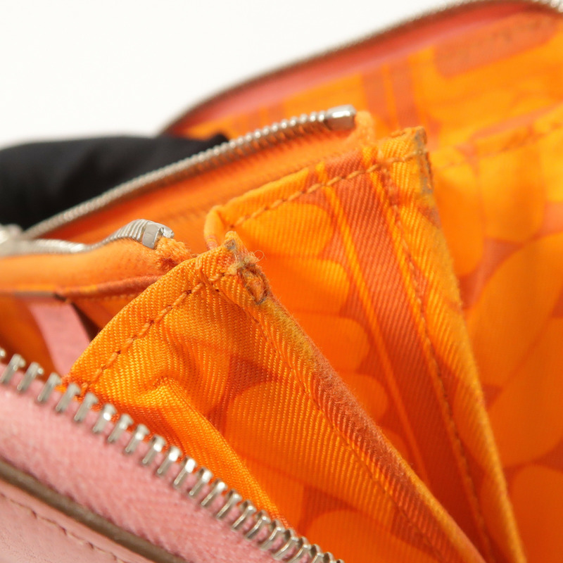 HERMES Epsom皮革/絲質Silk In Compact錢包Rose Azalee-13