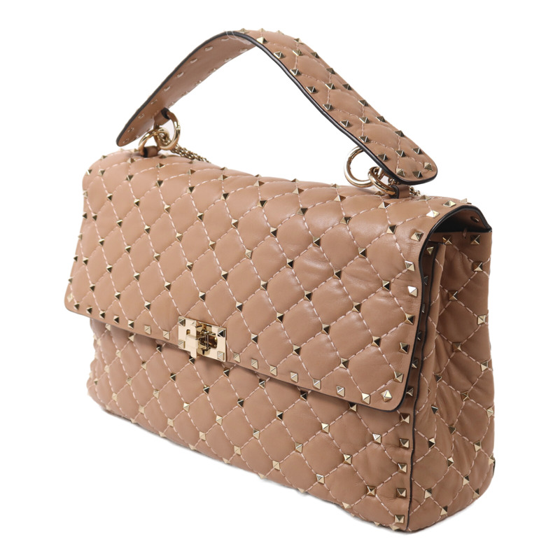 Valentino 牛皮皮革Rockstud Spike Bag鏈帶手挽肩背兩用袋-2