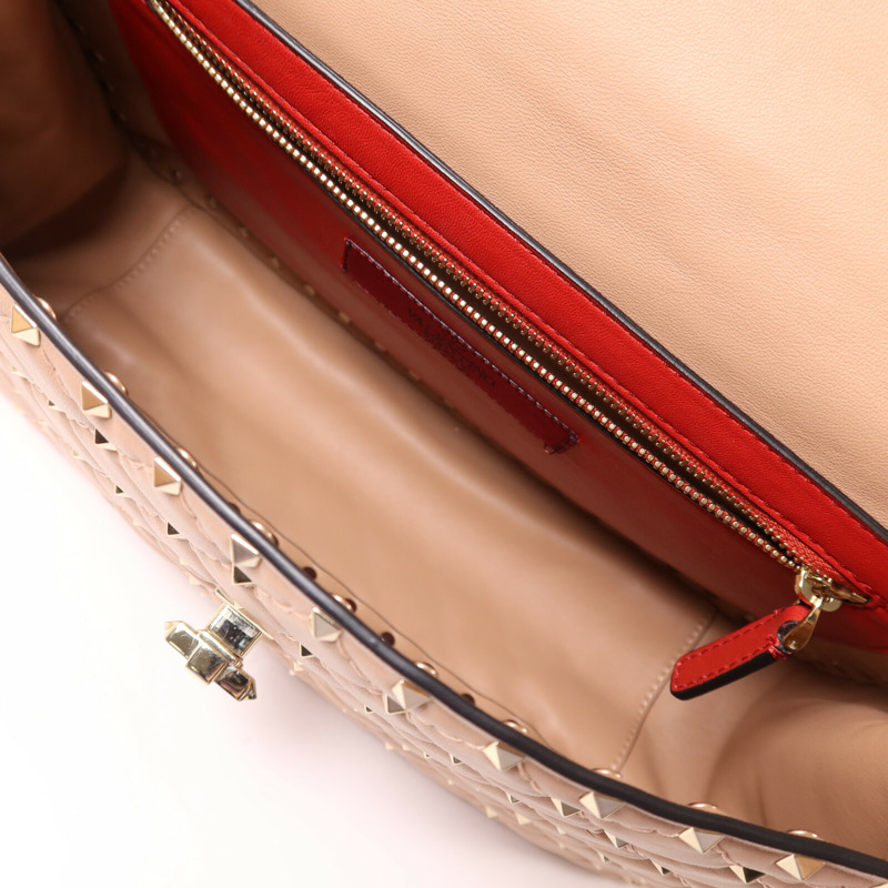 Valentino 牛皮皮革Rockstud Spike Bag鏈帶手挽肩背兩用袋-4