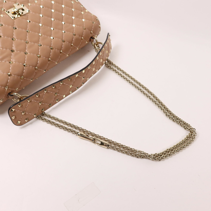 Valentino 牛皮皮革Rockstud Spike Bag鏈帶手挽肩背兩用袋-7