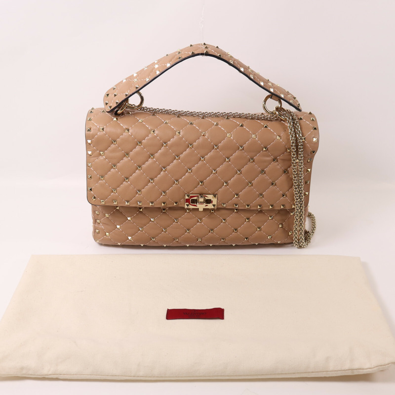 Valentino 牛皮皮革Rockstud Spike Bag鏈帶手挽肩背兩用袋-8
