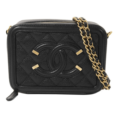 CHANEL 牛皮皮革Filigree Camera Bag鏈帶肩背袋