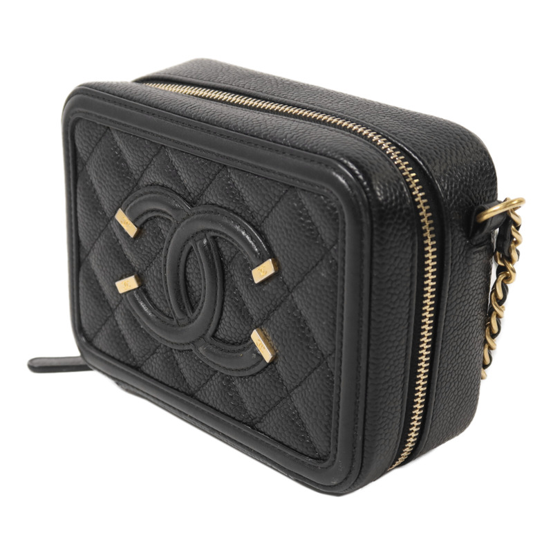 CHANEL 牛皮皮革Filigree Camera Bag鏈帶肩背袋-1