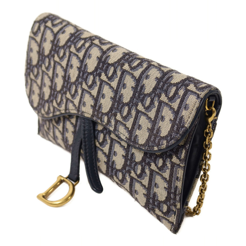 Dior 帆布Small Saddle Pouch With Chain鏈帶肩背袋-2