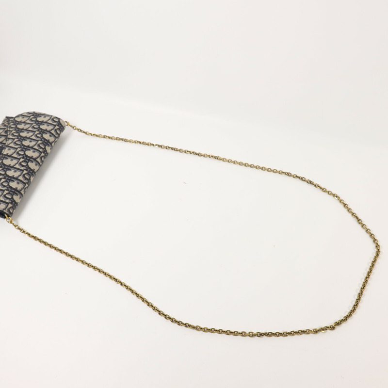 Dior 帆布Small Saddle Pouch With Chain鏈帶肩背袋-8