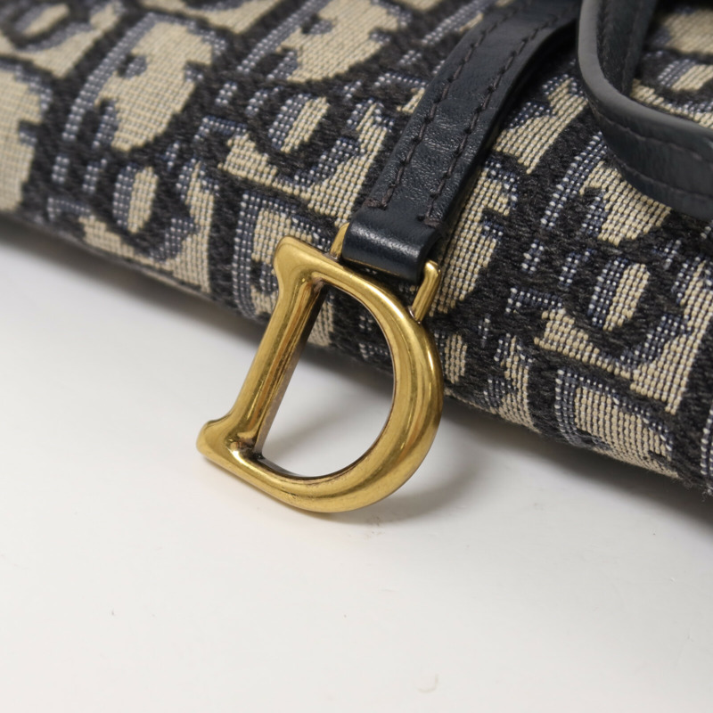 Dior 帆布Small Saddle Pouch With Chain鏈帶肩背袋-10
