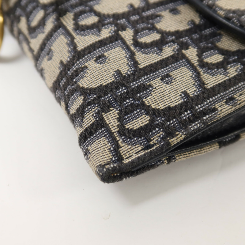 Dior 帆布Small Saddle Pouch With Chain鏈帶肩背袋-12