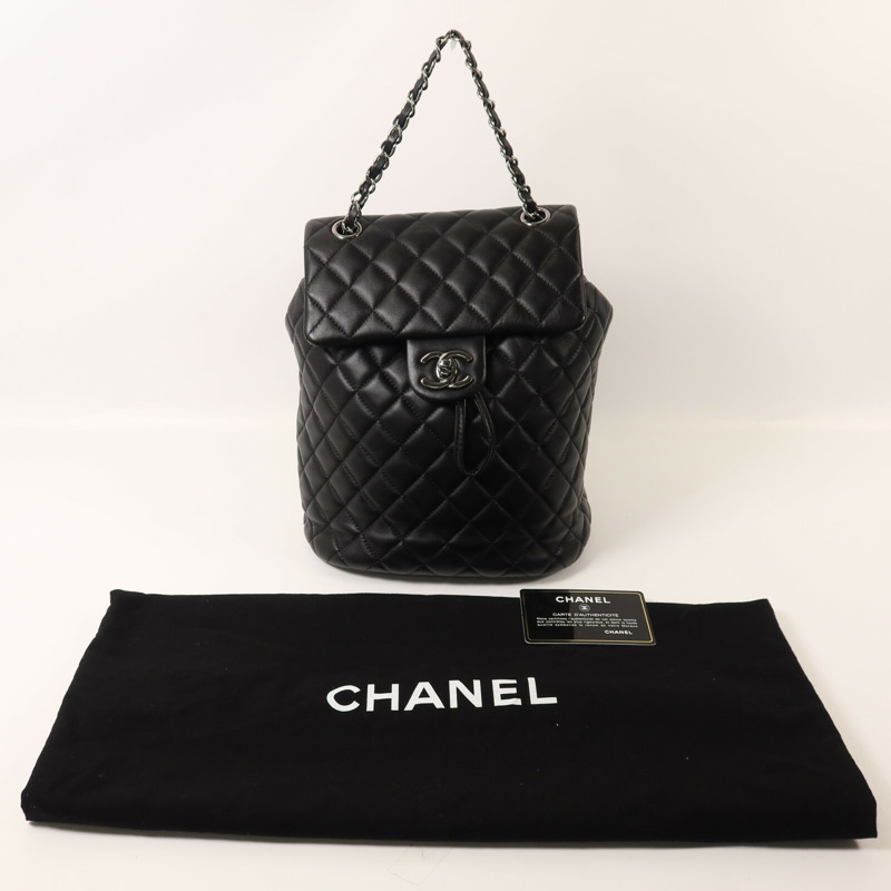 CHANEL 羊皮皮革Urban Spirit Backpack鏈帶背包-10