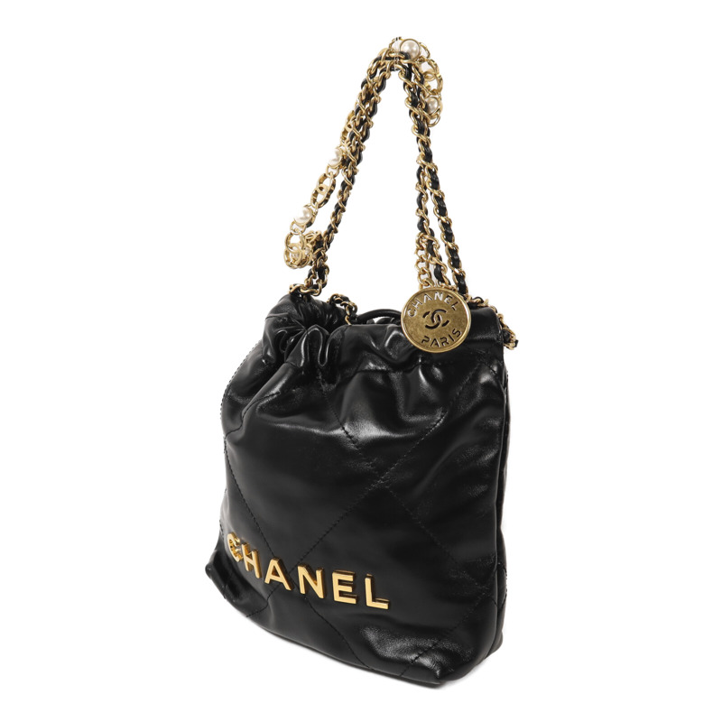 CHANEL 牛皮皮革Chanel 22 Mini鏈帶肩背袋-1