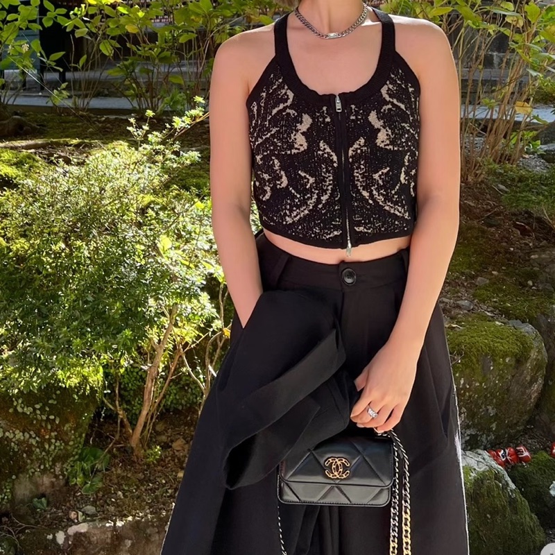 🛼CHANEL香奈兒經典黑金19bag羊皮菱格紋woc鏈條發財包-24