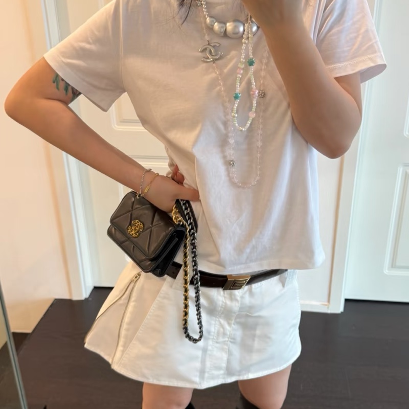 🛼CHANEL香奈兒經典黑金19bag羊皮菱格紋woc鏈條發財包-25