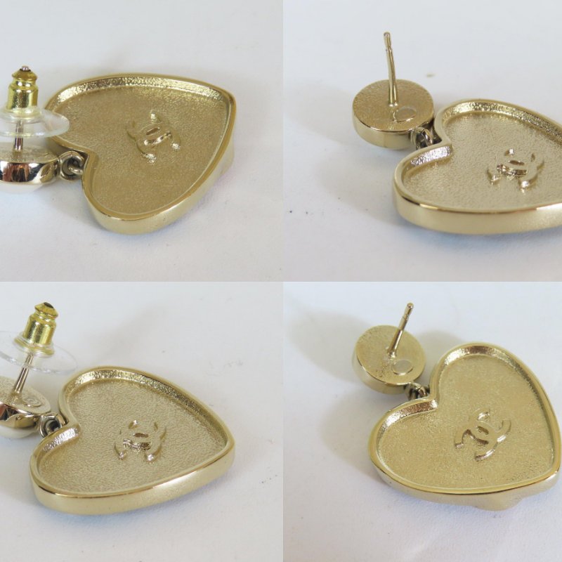 【巴黎站二手名牌專賣店】＊現貨＊CHANEL 香奈兒 真品＊ABD341珍珠黑愛心吊墜針式耳環-1