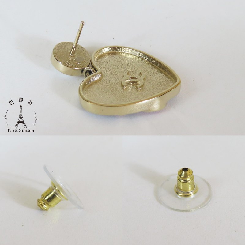 【巴黎站二手名牌專賣店】＊現貨＊CHANEL 香奈兒 真品＊ABD341珍珠黑愛心吊墜針式耳環-3