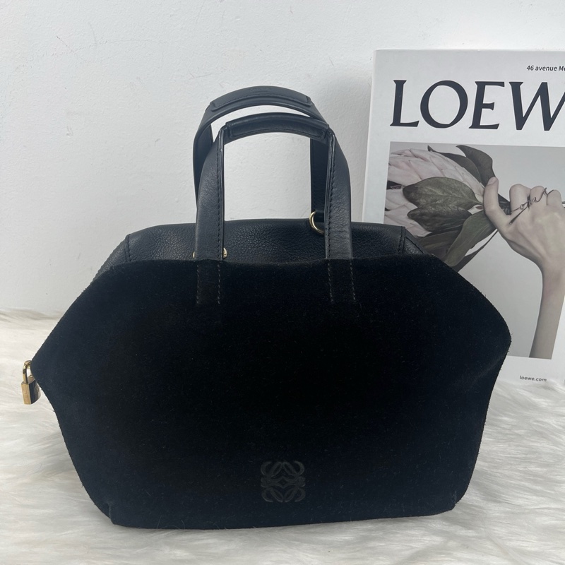 Loewe 羅意威 牛皮拼麂皮飯盒包 手提包-0