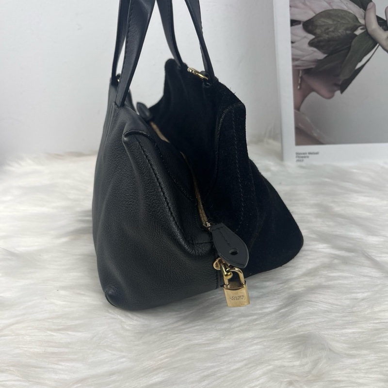 Loewe 羅意威 牛皮拼麂皮飯盒包 手提包-3