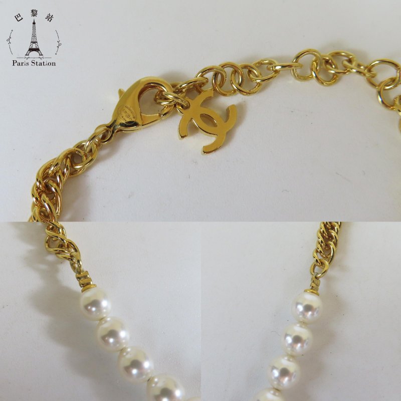 【巴黎站二手名牌專賣店】＊現貨＊CHANEL 香奈兒 真品＊ABC710 金/珍珠牛仔愛心項鍊-2