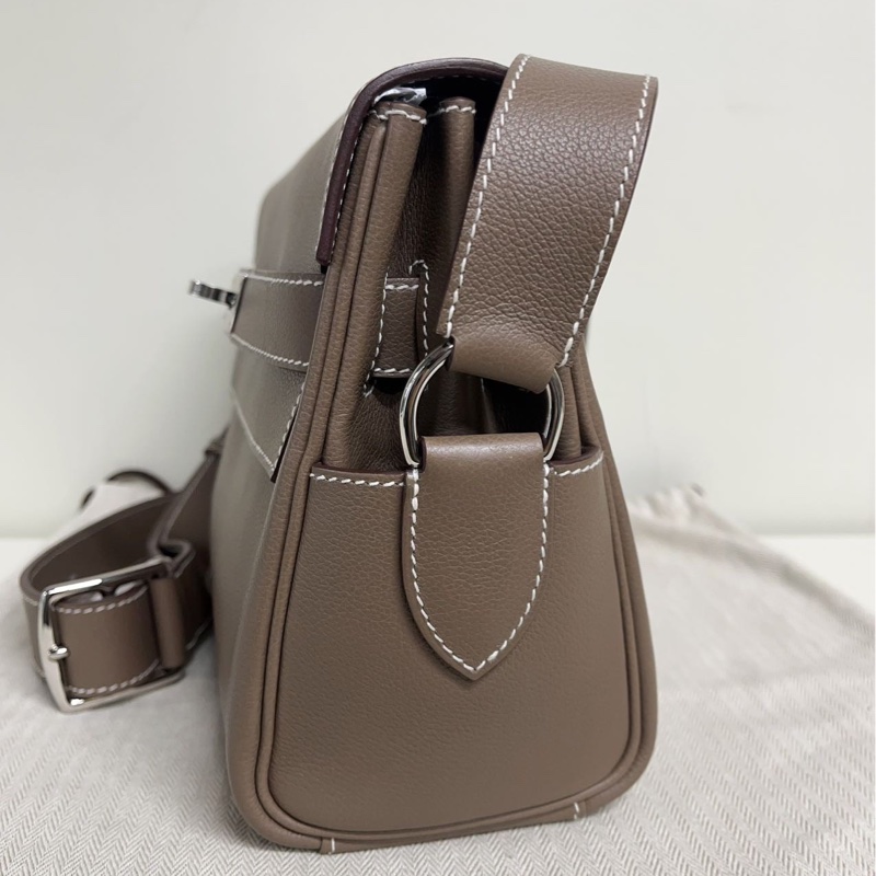 Hermes 愛馬仕 Kelly 小號 郵差包 銀扣 大象灰 W刻。-1