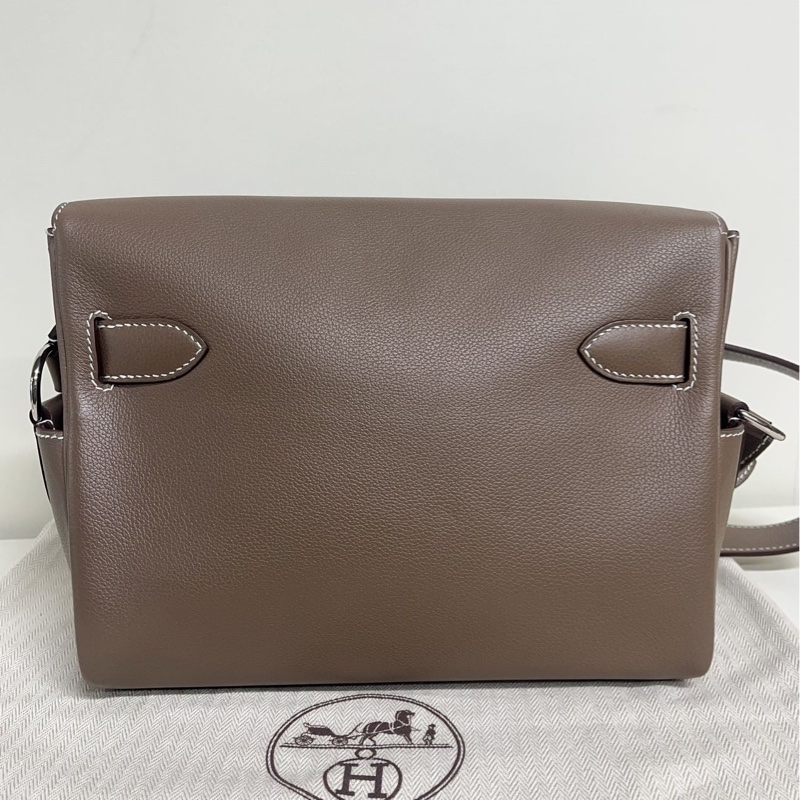 Hermes 愛馬仕 Kelly 小號 郵差包 銀扣 大象灰 W刻。-2