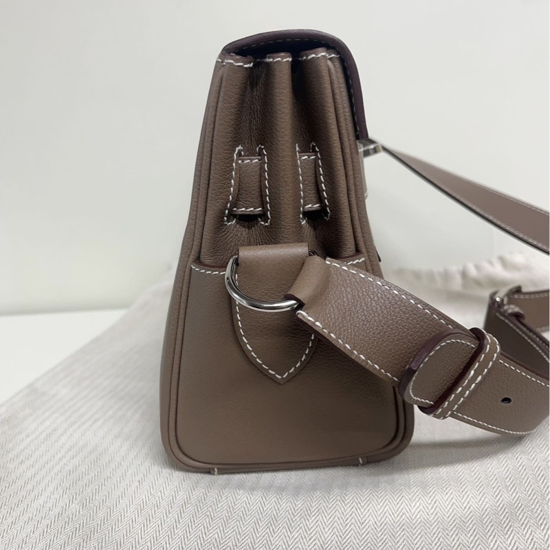 Hermes 愛馬仕 Kelly 小號 郵差包 銀扣 大象灰 W刻。-3