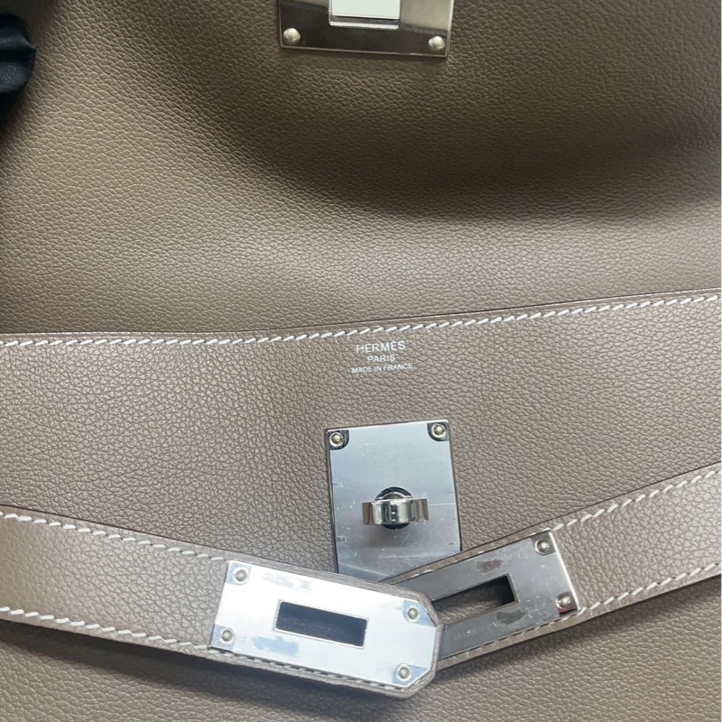 Hermes 愛馬仕 Kelly 小號 郵差包 銀扣 大象灰 W刻。-8