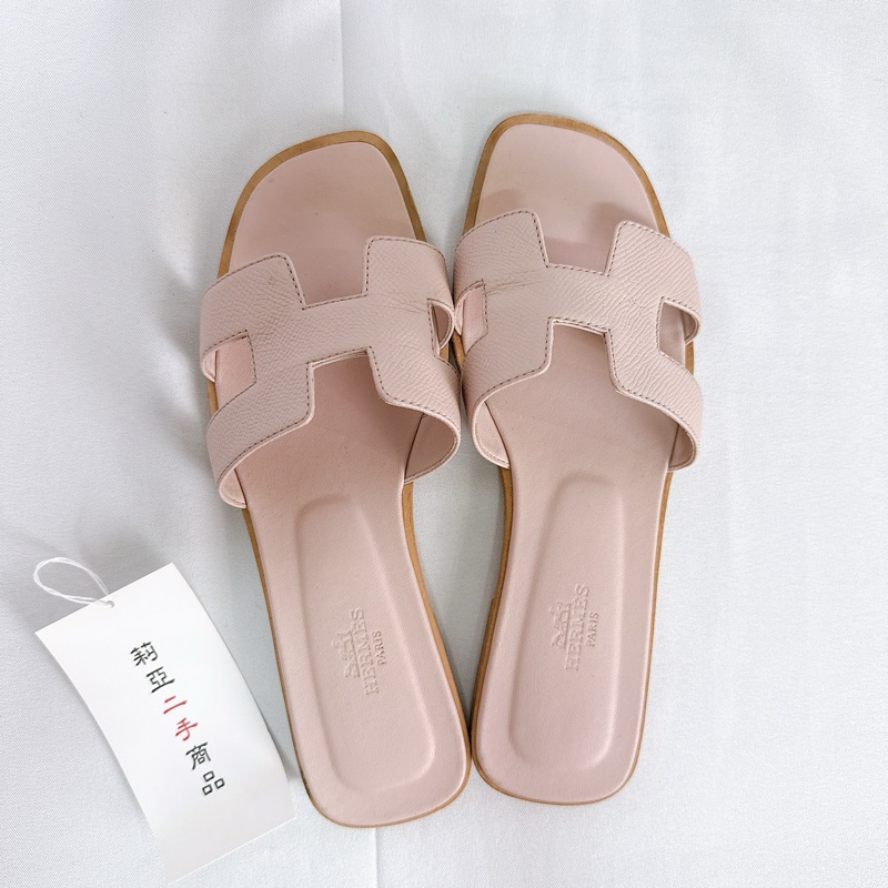 莉亞精品♡ Hermes 粉拖鞋#37 二手-3